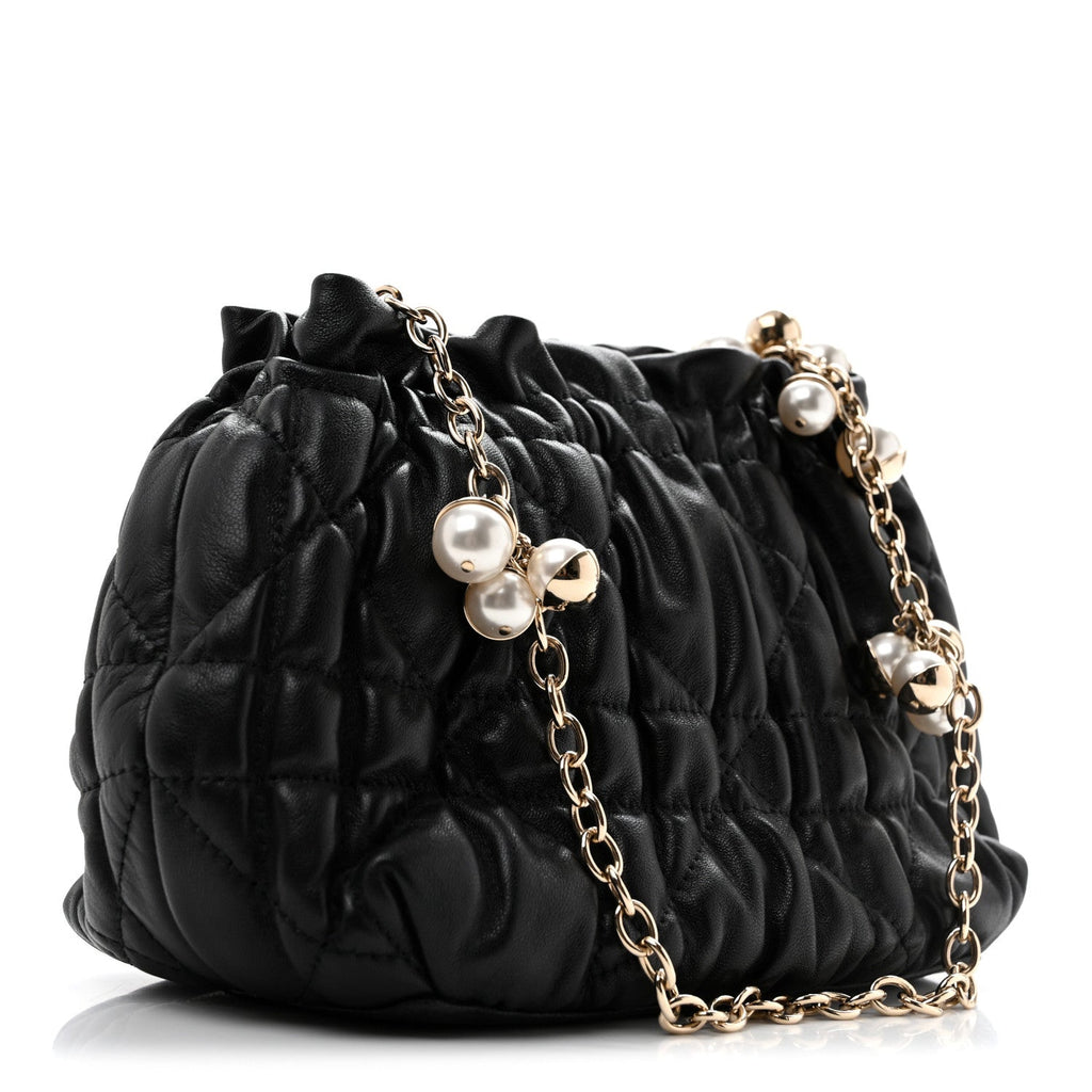 Gaufre Lambskin Cannage Delices Mini Bag Black
