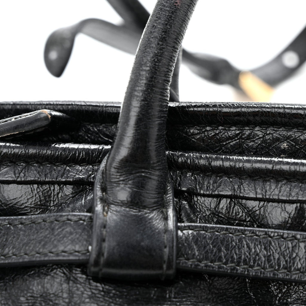 Glossy Calfskin Triangle Medium Bonnie Shoulder Bag Black