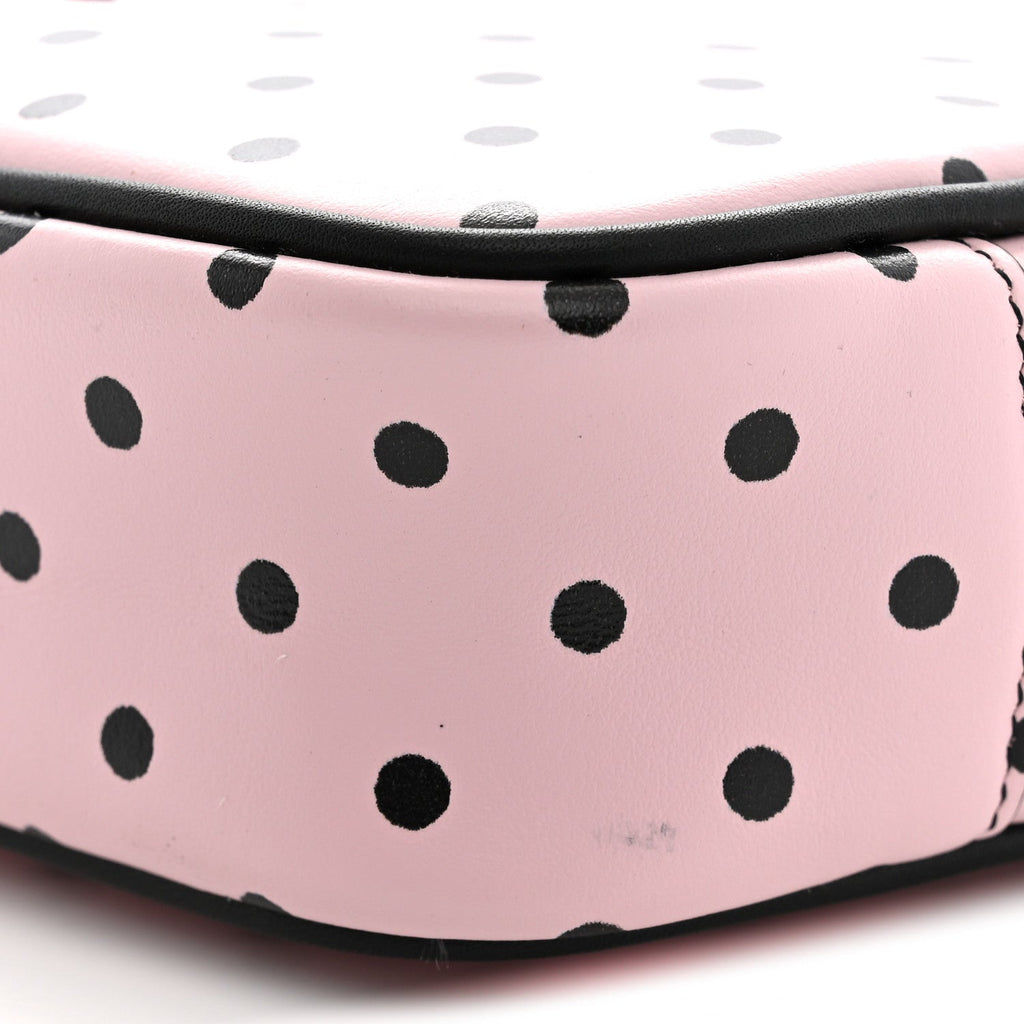 Calfskin Printed Polka Dot Mini Lou Camera Bag Pink Black