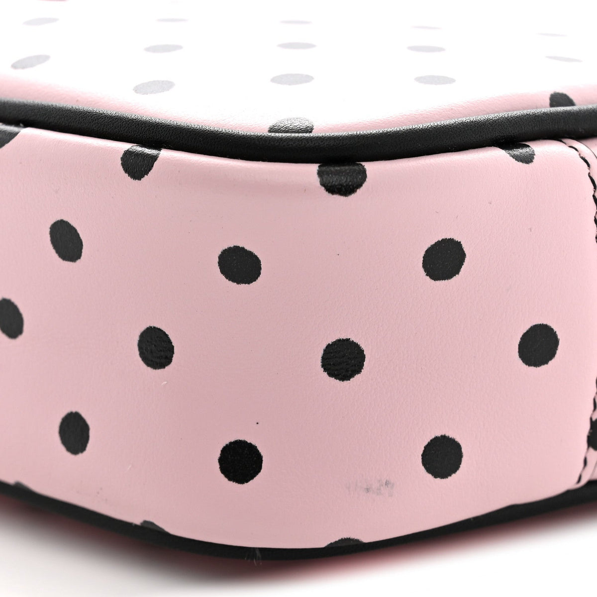 Calfskin Printed Polka Dot Mini Lou Camera Bag Pink Black