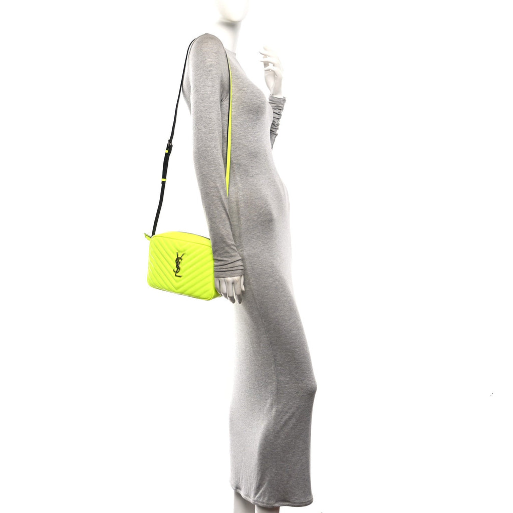 Patent Calfskin Matelasse Monogram Lou Camera Bag Neon Yellow