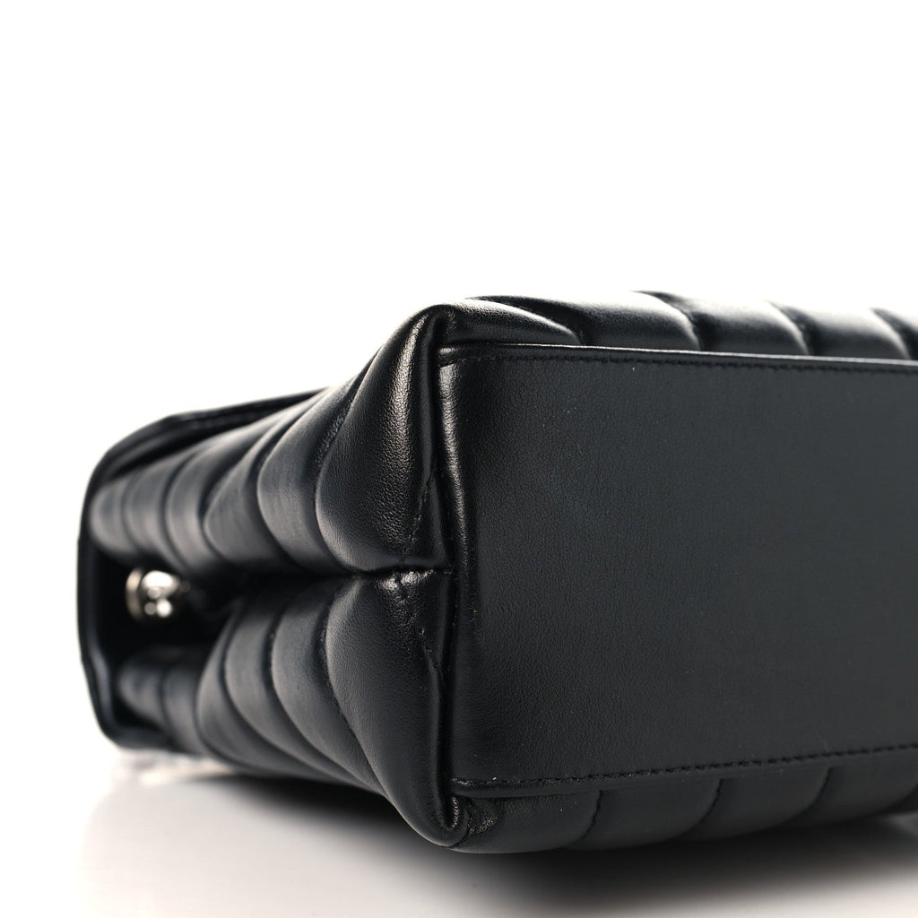 Calfskin Y Quilted Monogram Small Loulou Chain Satchel Black