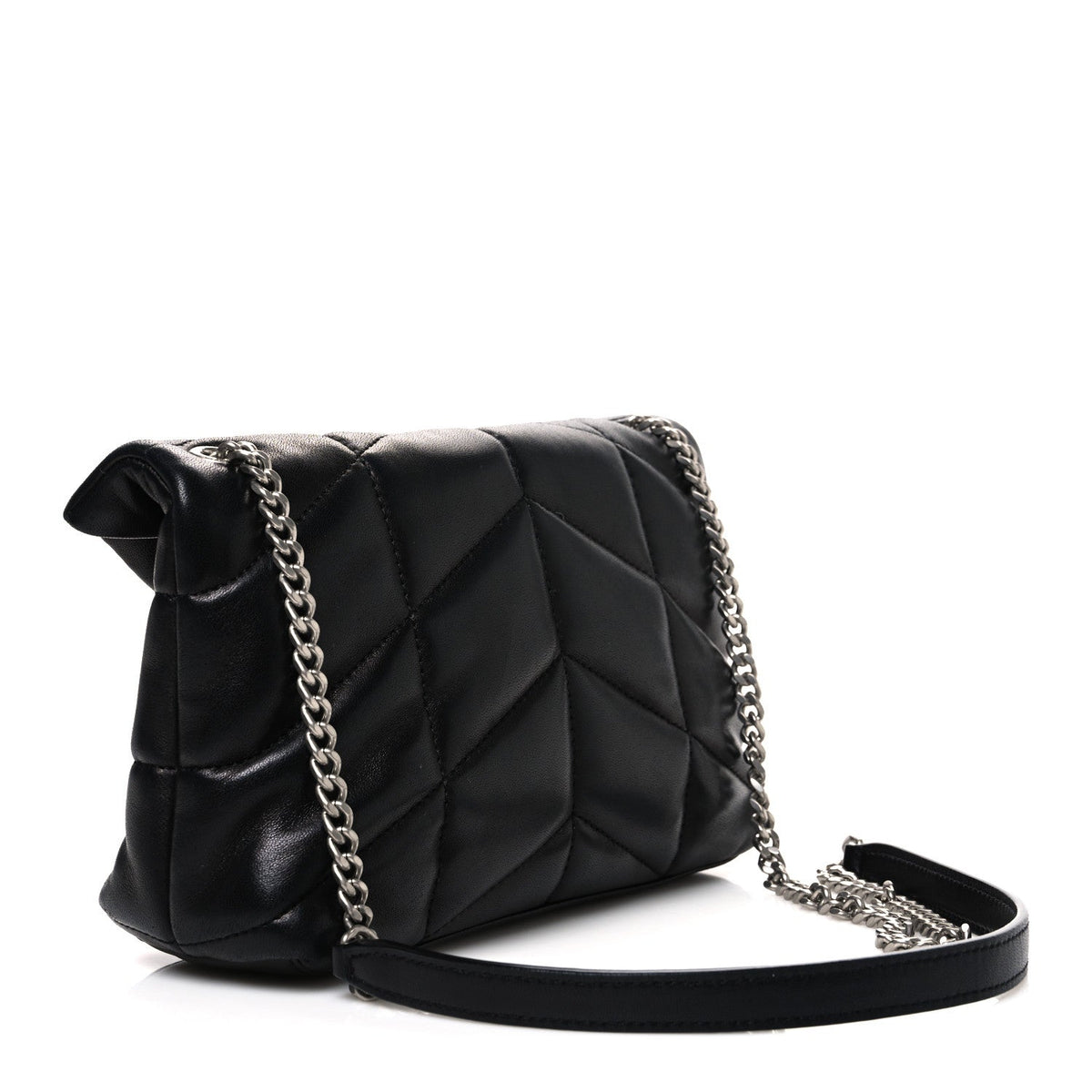 Lambskin Quilted Toy Loulou Puffer Monogram Chain Satchel Black