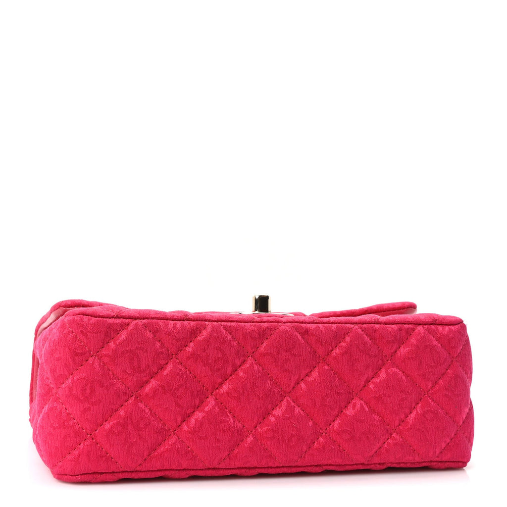 Satin Quilted CC Mini Rectangular Flap Dark Pink