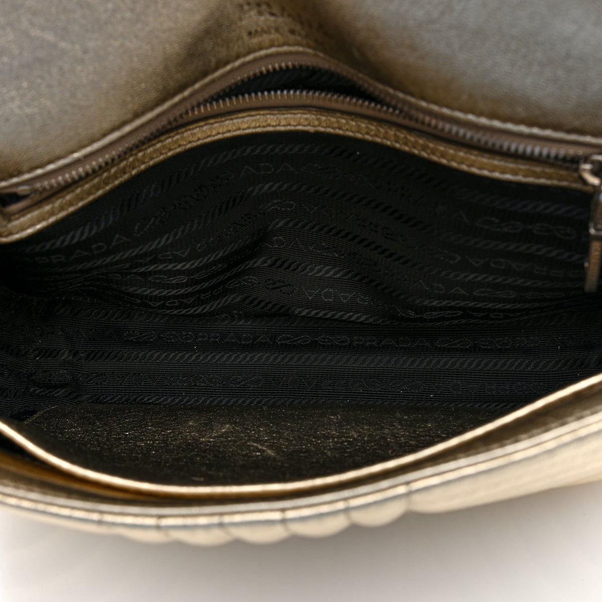 Metallic Nappa Impunture Diagramme Medium Chain Flap Shoulder Bag  Gold