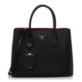 Saffiano Cuir Medium Double Bag Black Fuoco