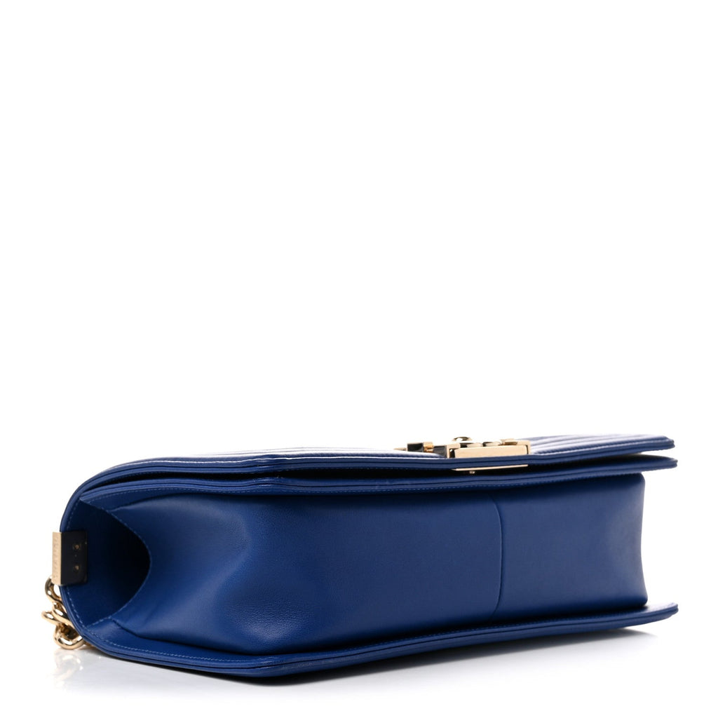 Calfskin Quilted Medium Boy Flap Blue