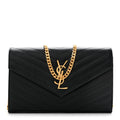 Grain De Poudre Matelasse Chevron Monogram Chain Wallet Black