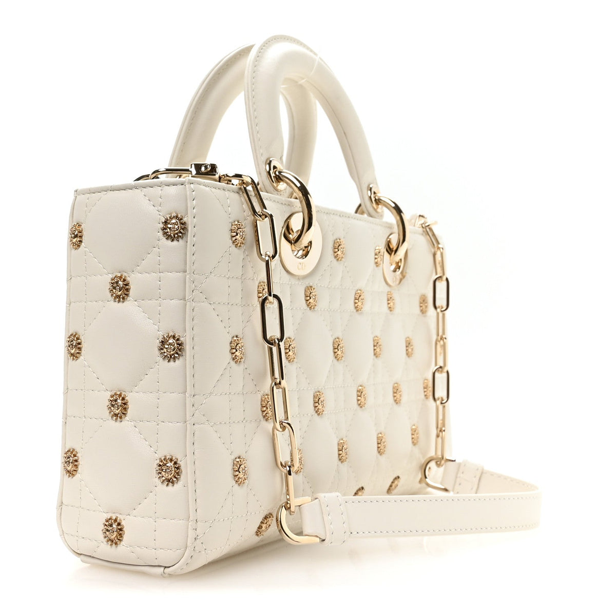Lambskin Butterfly Cannage Lady D-Joy White