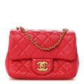 Lambskin Quilted Mini Pearl Crush Flap Pink