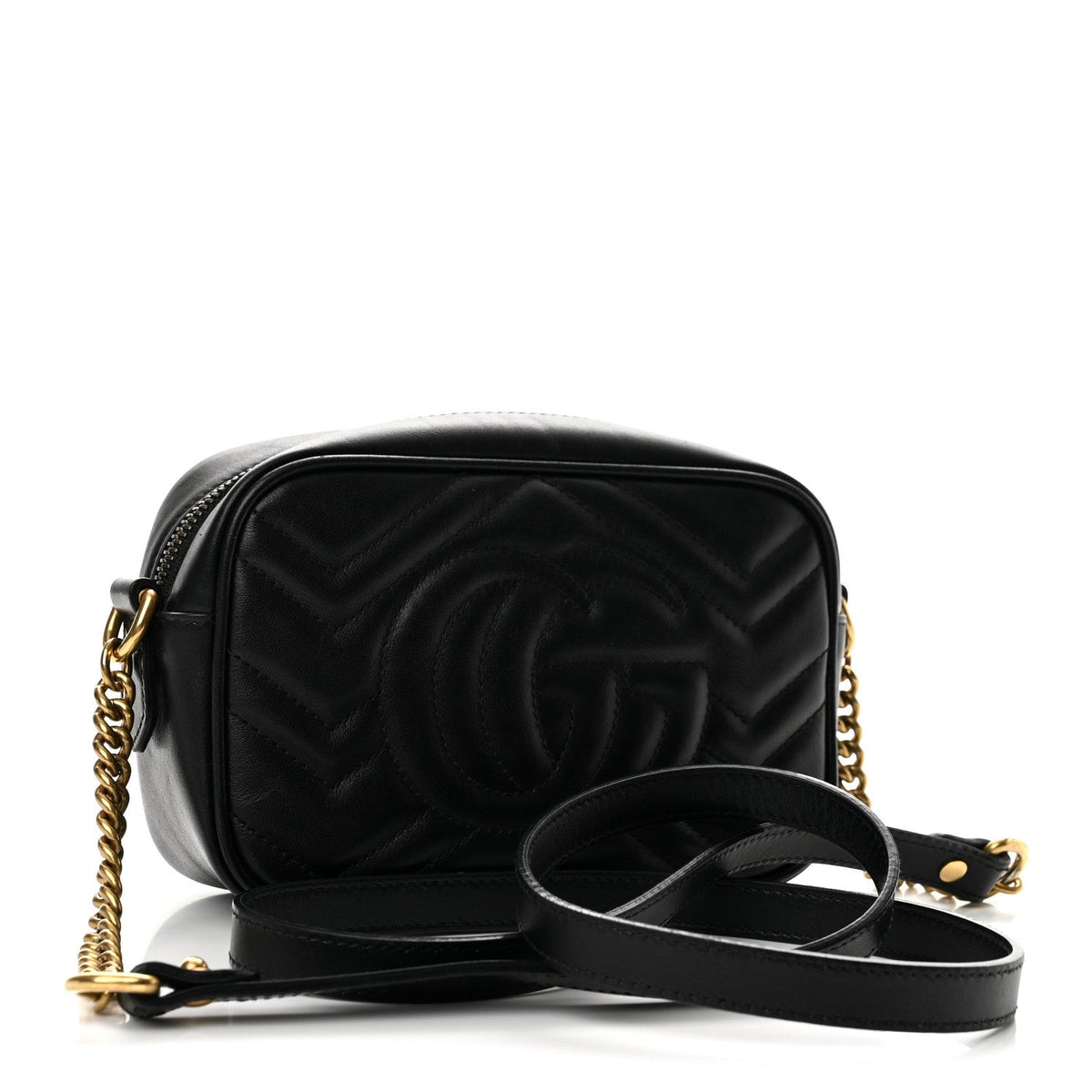 Calfskin Matelasse Mini GG Marmont Chain Shoulder Bag Black