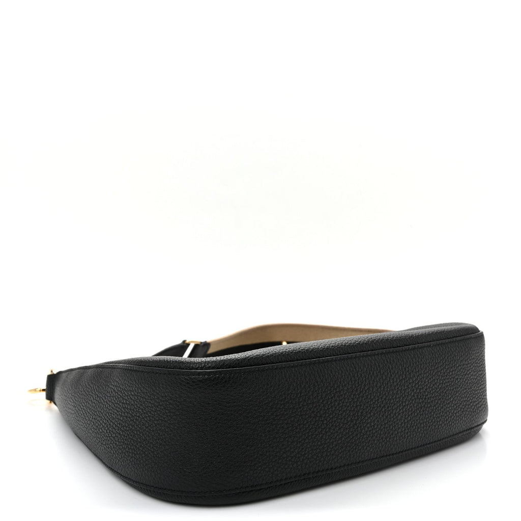 Vitello Daino Soft Large Zippered Messenger Hobo Black