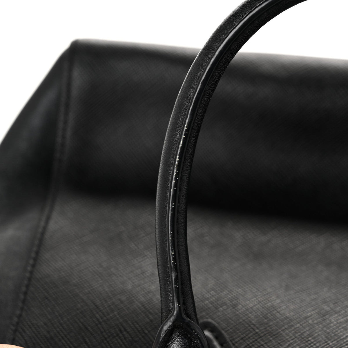 Saffiano Soft Calfskin Small Zippered Tote Black