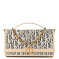 Oblique Chambray 30 Montaigne Cigale Pouch With Chain Blue Light Biscuit