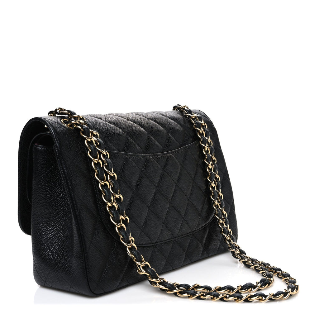 Caviar Quilted Jumbo Double Flap Black