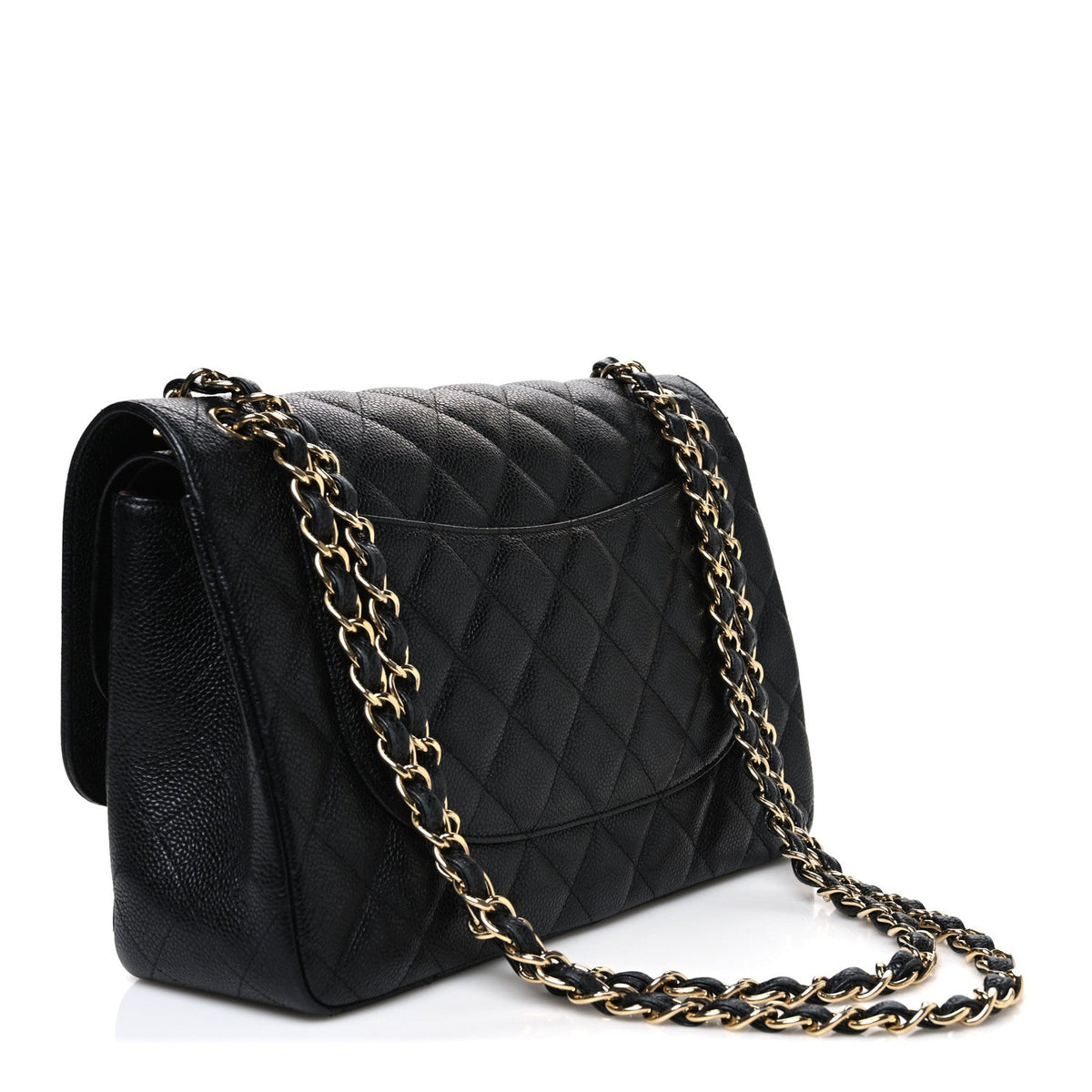 Caviar Quilted Jumbo Double Flap Black