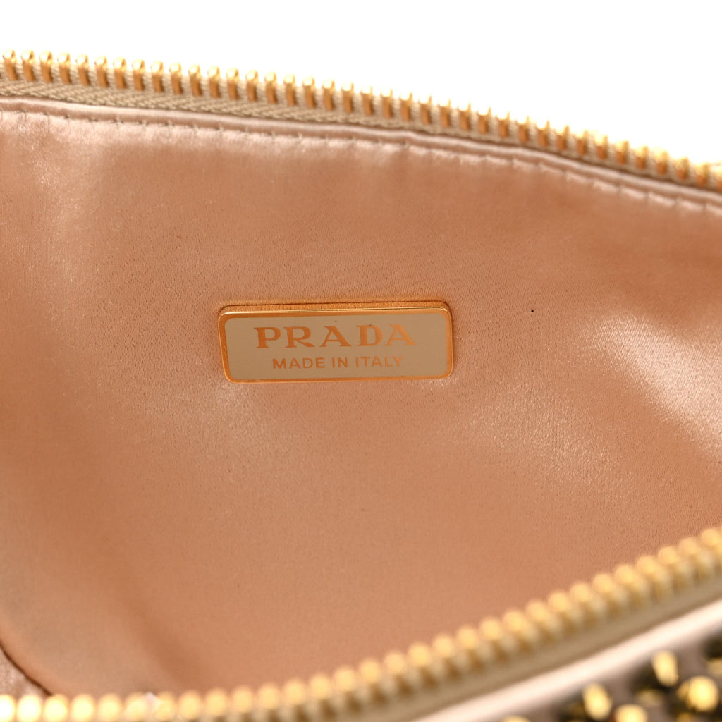 Satin Crystal Triangle Crossbody Pouch Platino