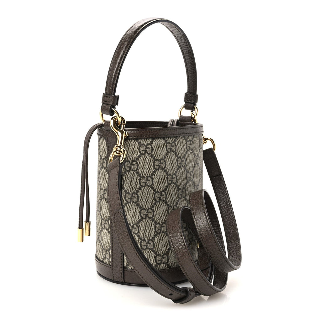 GG Supreme Monogram Ophidia Mini Bucket Bag Beige Ebony