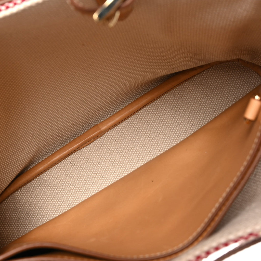 Canapa Vitello Small Buckle Bag Tan Red