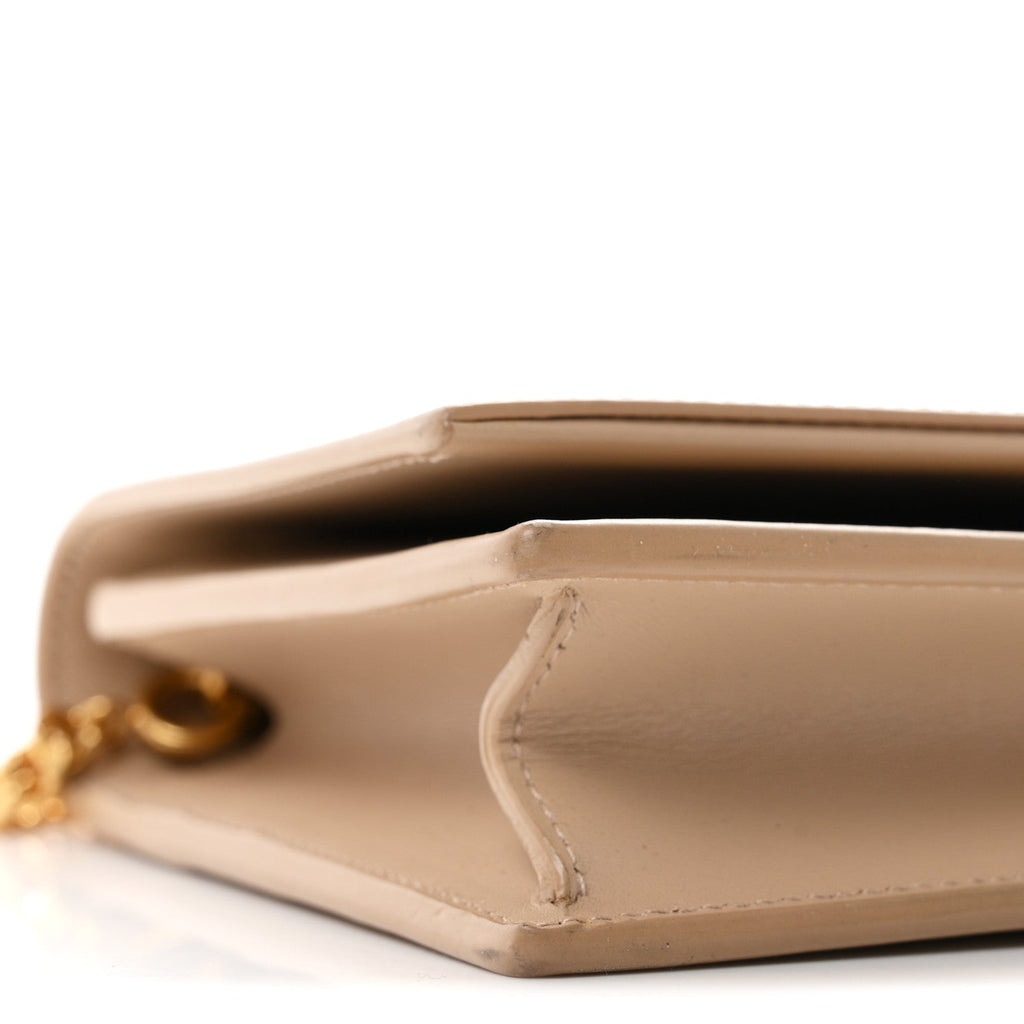 Smooth Calfskin Classic Monogram Kate Tassel Chain Wallet Nude Powder