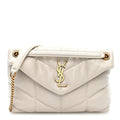 Lambskin Quilted Small Loulou Puffer Monogram Chain Satchel Crema Soft