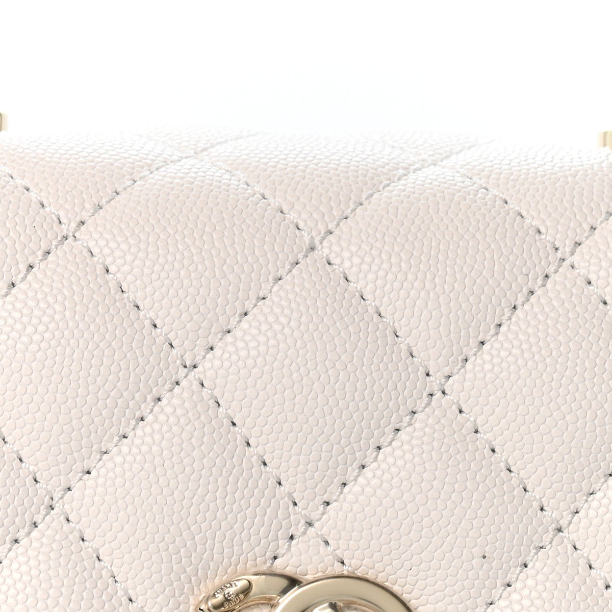 Caviar Quilted Mini Coco Handle Flap White