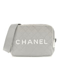 Canvas Quilted Sport Shoulder Bag Grey White