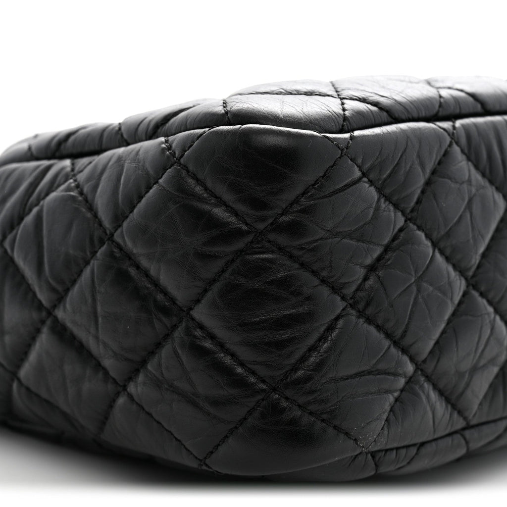 Aged Calfskin Quilted Medium Reissue Camera Case Black