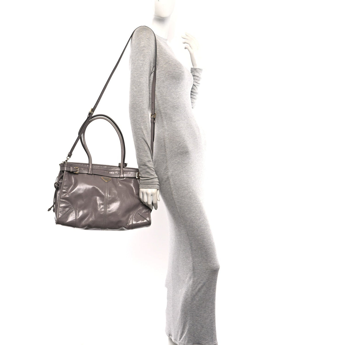 Glossy Calfskin Triangle Large Bonnie Shoulder Bag Peltro