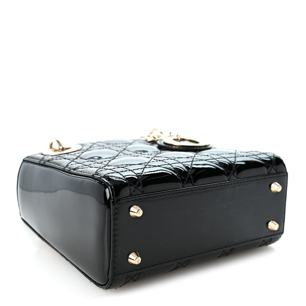 Patent Cannage Mini Lady Dior Black