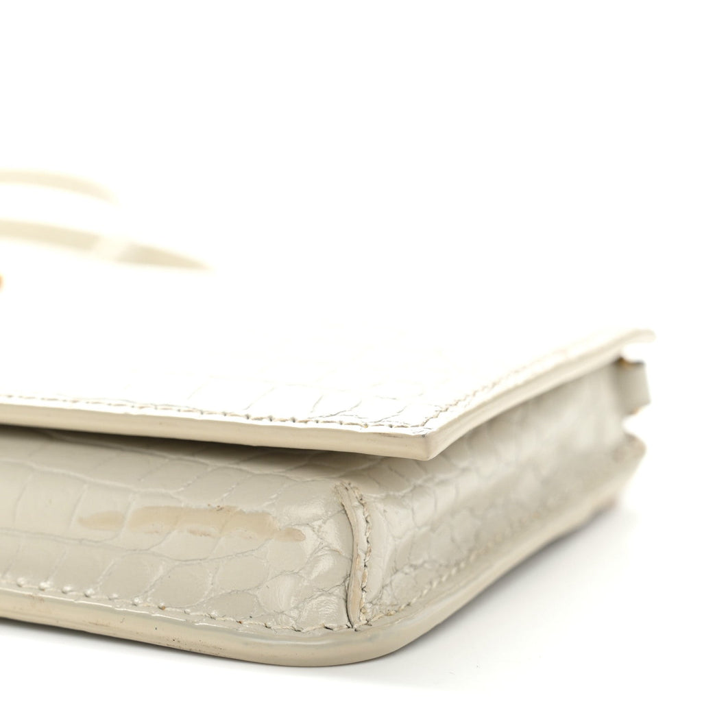 Crocodile Embossed Monogram Phone Holder Crossbody Crema Soft