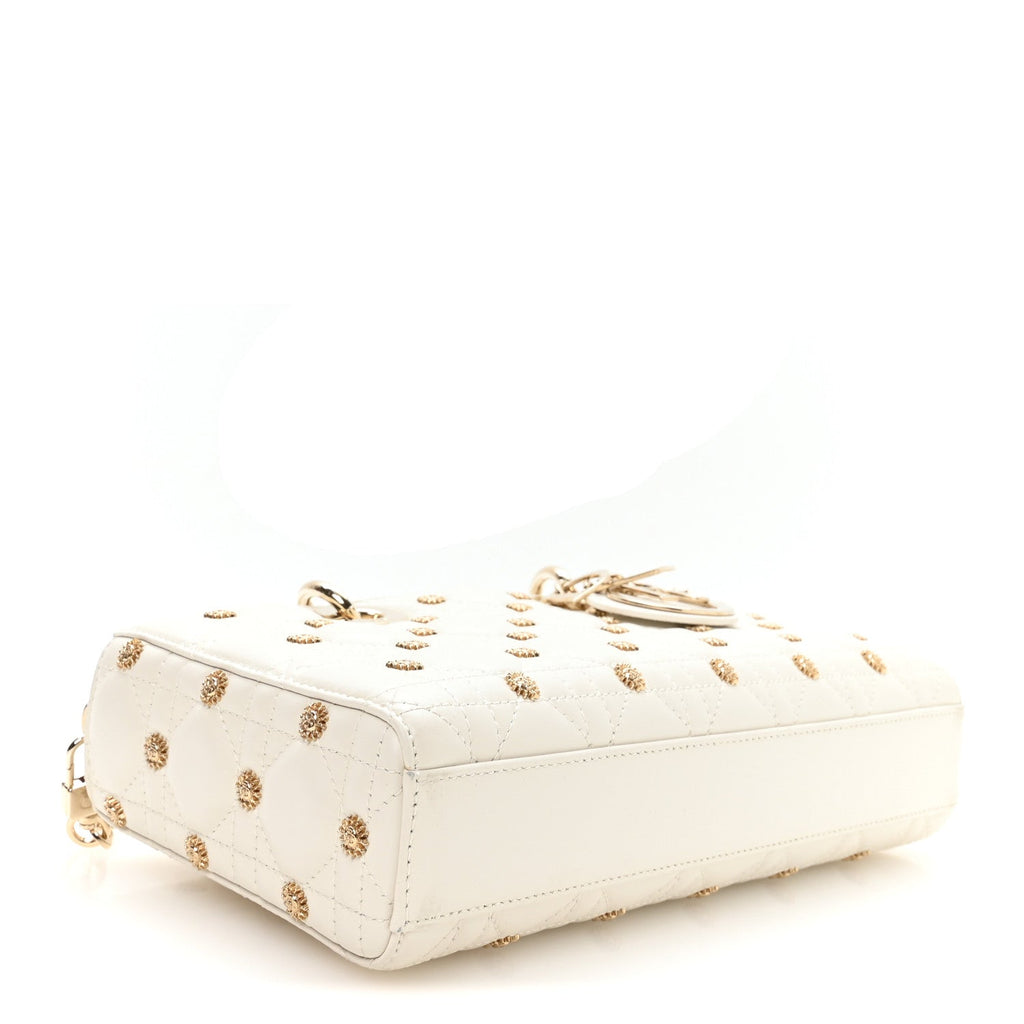 Lambskin Butterfly Cannage Lady D-Joy White