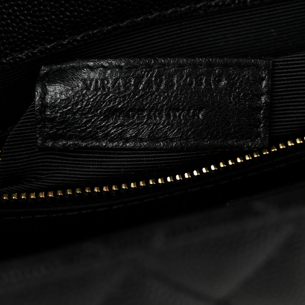 Grain De Poudre Textured Mixed Matelasse Large Triquilt Monogram Satchel Black