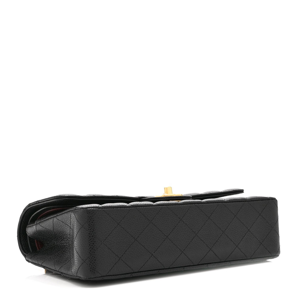 Caviar Quilted Medium Double Flap Black