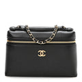 Grained Calfskin Small Supple Trapeze Vanity With Chain Black