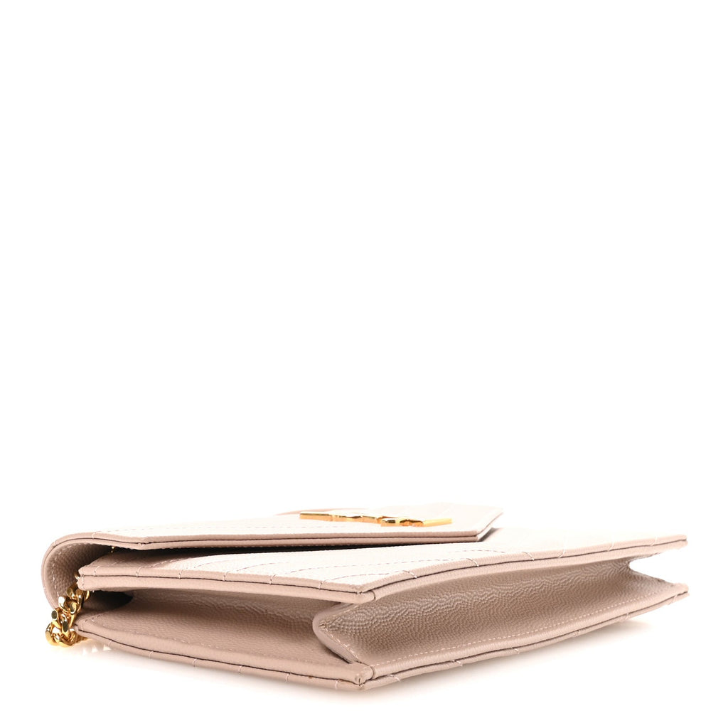 Grain De Poudre Matelasse Chevron Monogram Envelope Chain Wallet Rose Antic