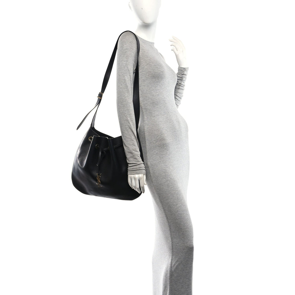 Smooth Calfskin Paris VII Large Flat Hobo Black