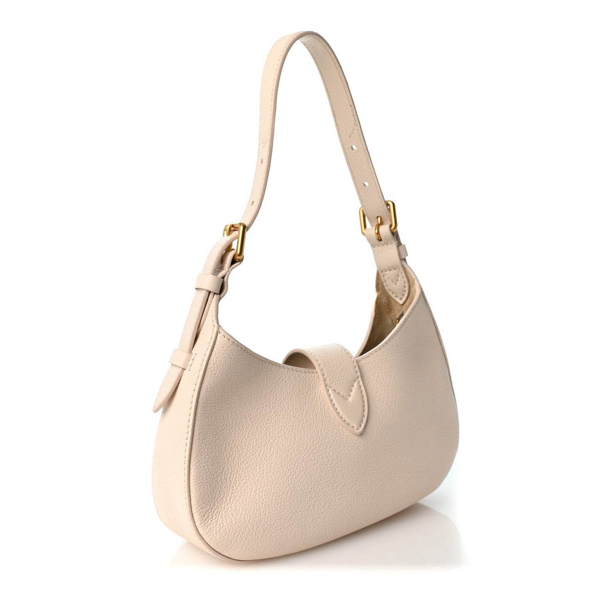 Grained Calfskin Low Key Shoulder Bag Limestone Gray