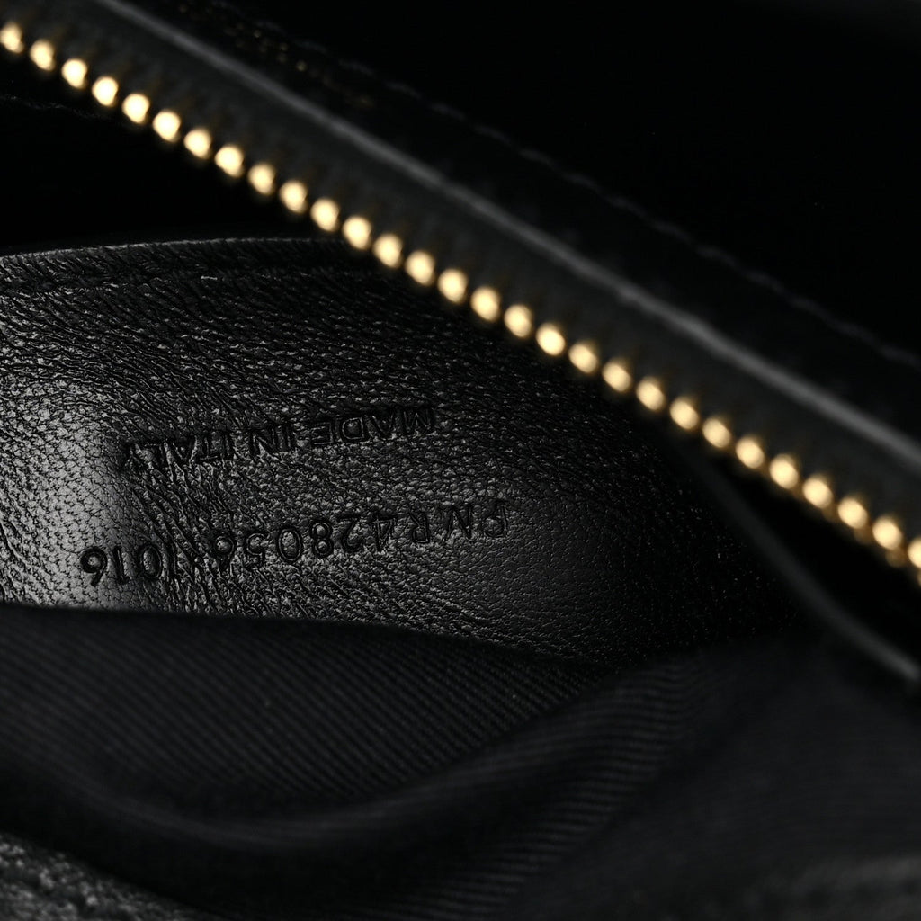 Sheepskin Matelasse Chevron Monogram Medium College Bag Black