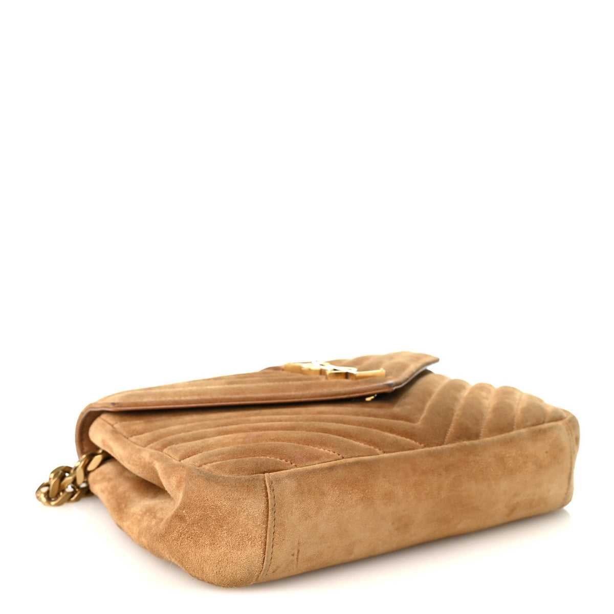 Suede Matelasse Chevron Monogram Medium College Bag Cinnamon