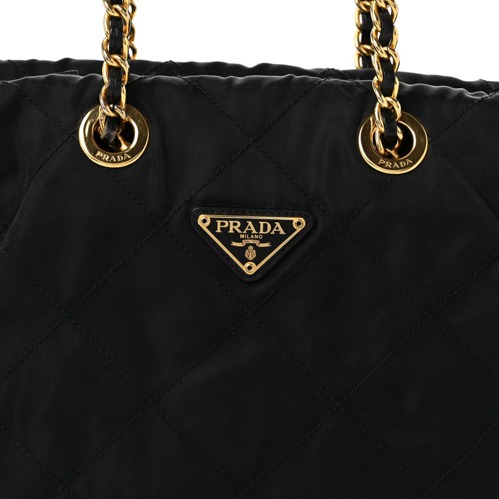 Nylon Tessuto Impuntu Quilted Tote Black