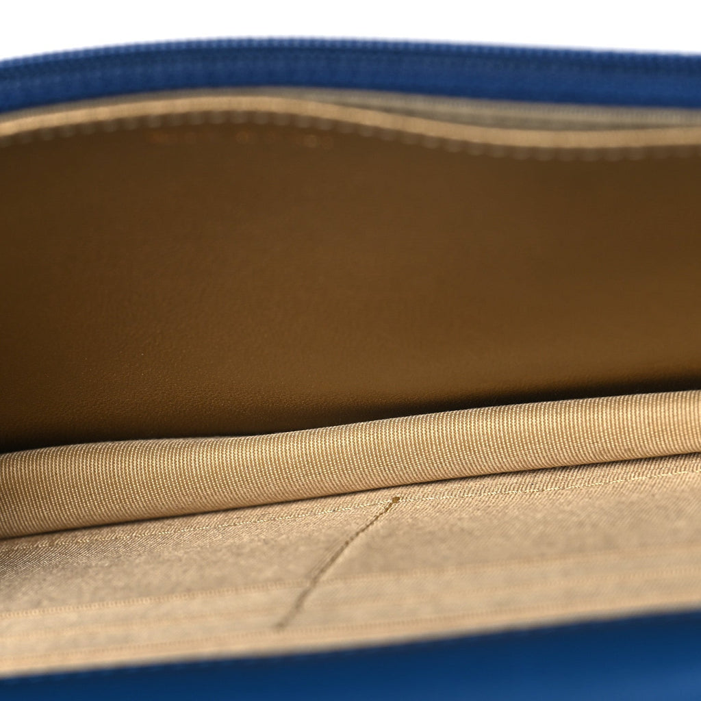 Lambskin Quilted CC Pearl Crush Wallet on Chain WOC Blue