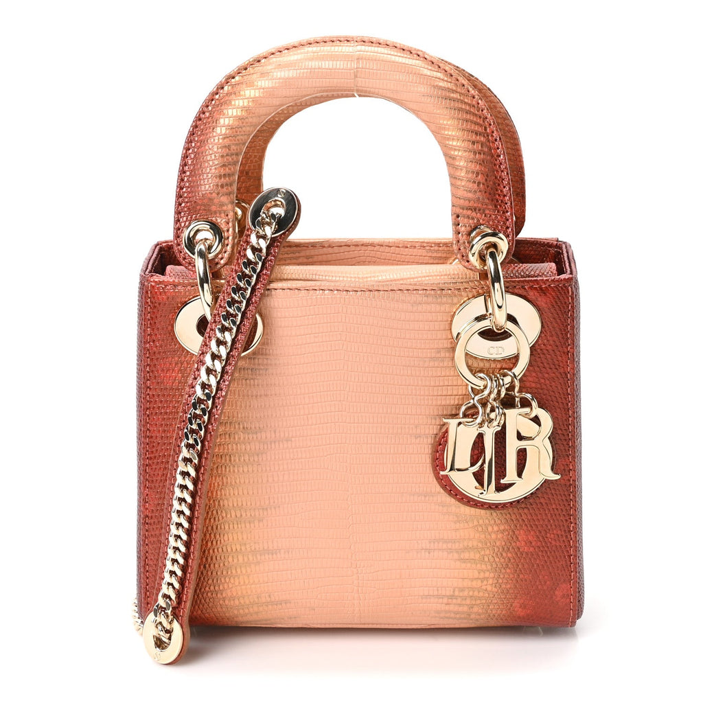 Lizard Ombre Mini Lady Dior Copper