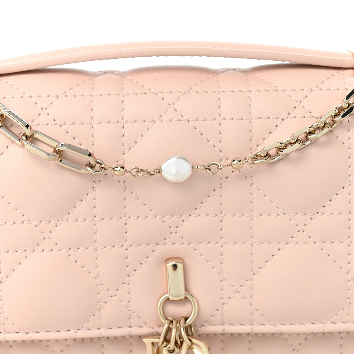 Lambskin Cannage Mini My Dior Top Handle Clutch Rose Poudre