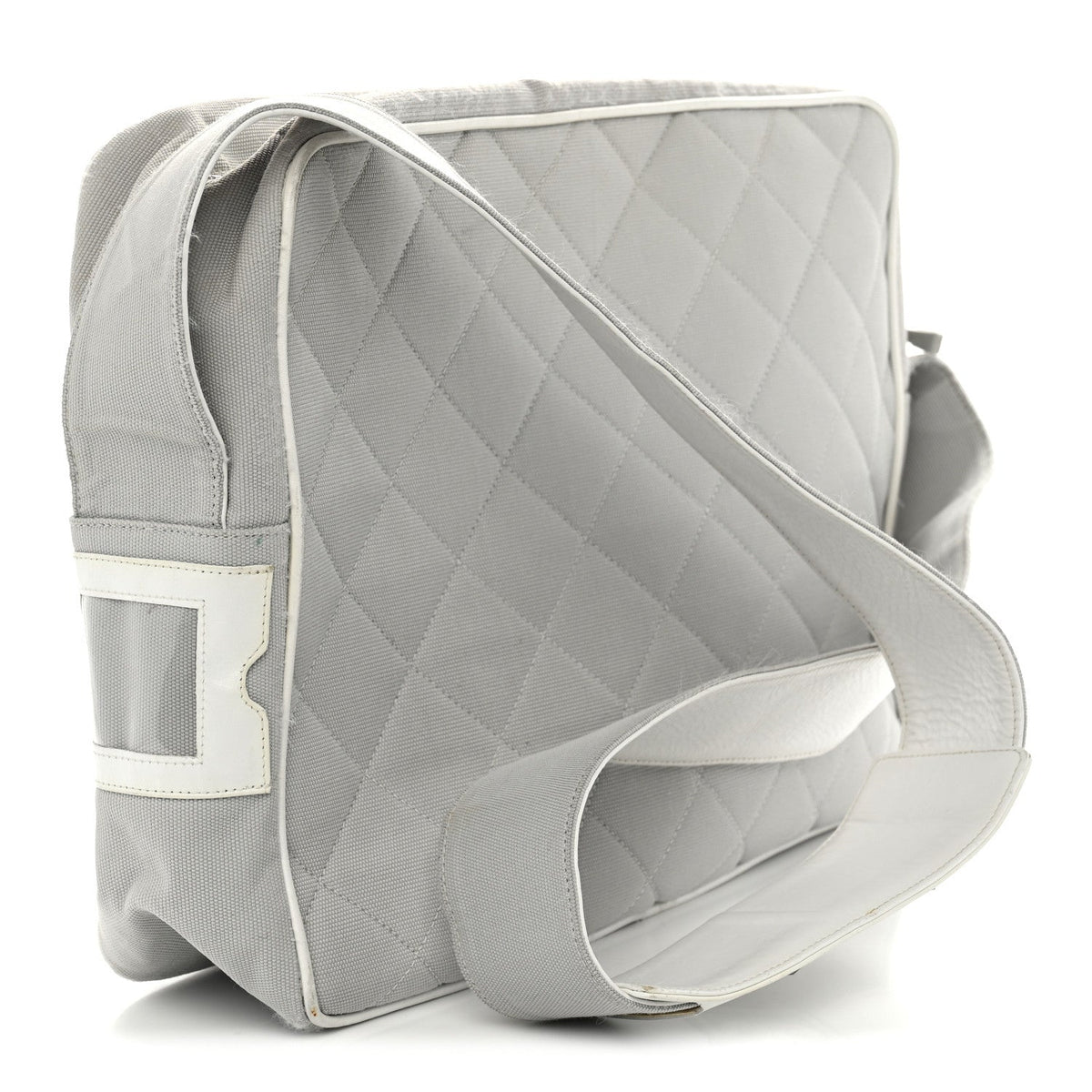 Canvas Quilted Sport Shoulder Bag Grey White