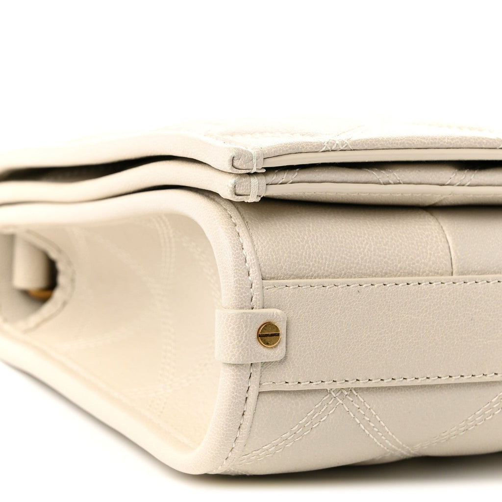 Lambskin Quilted Mini Becky Chain Bag Crema Soft