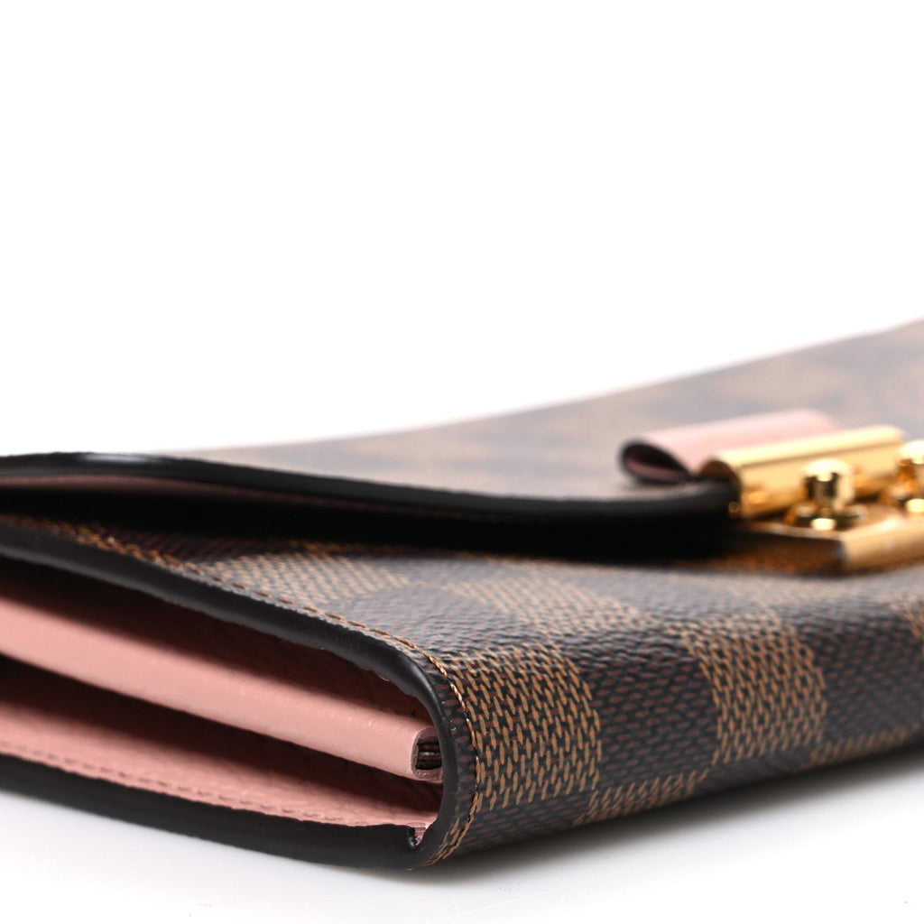 Damier Ebene Croisette Chain Wallet Rose Ballerine