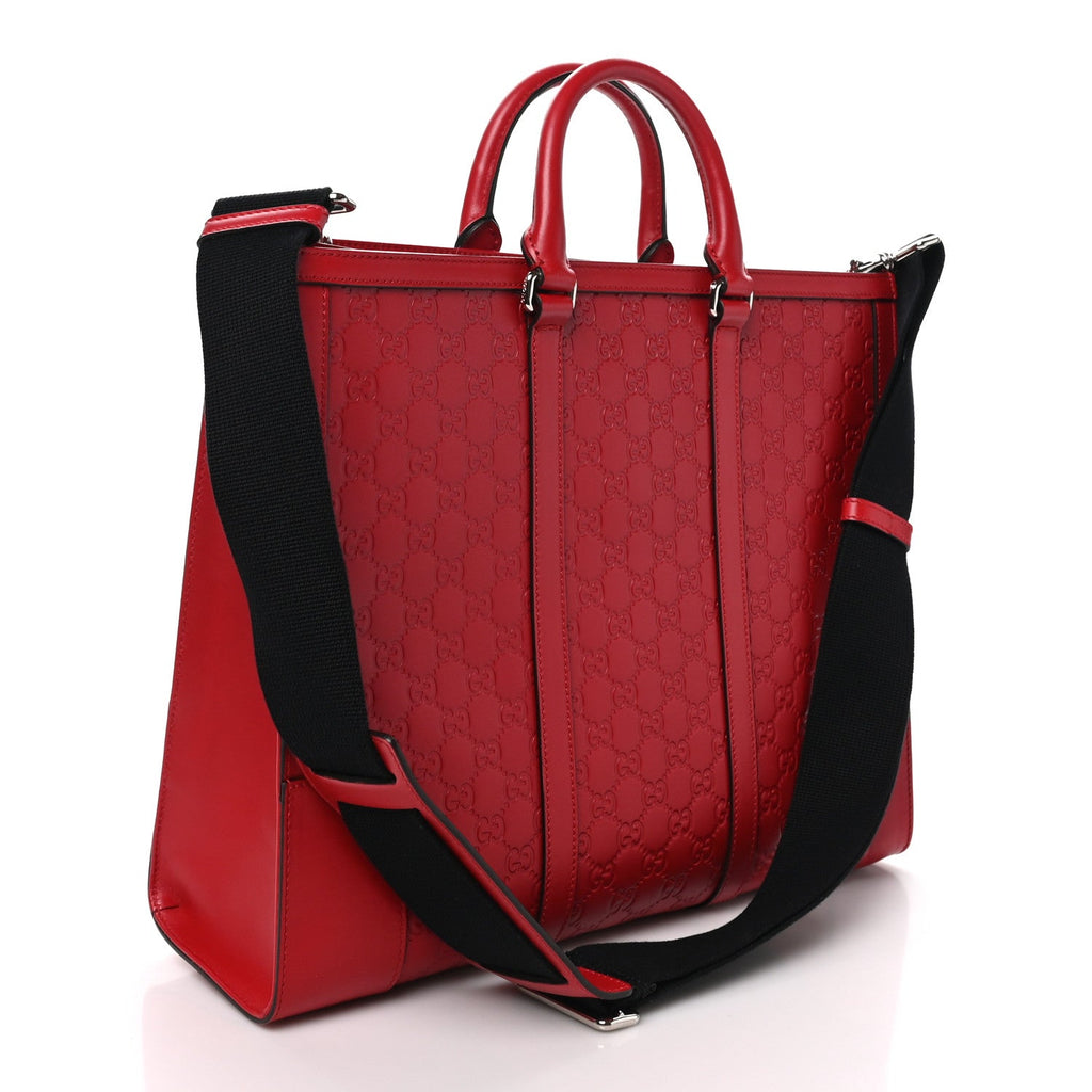 Guccissima Signature Briefcase  Red