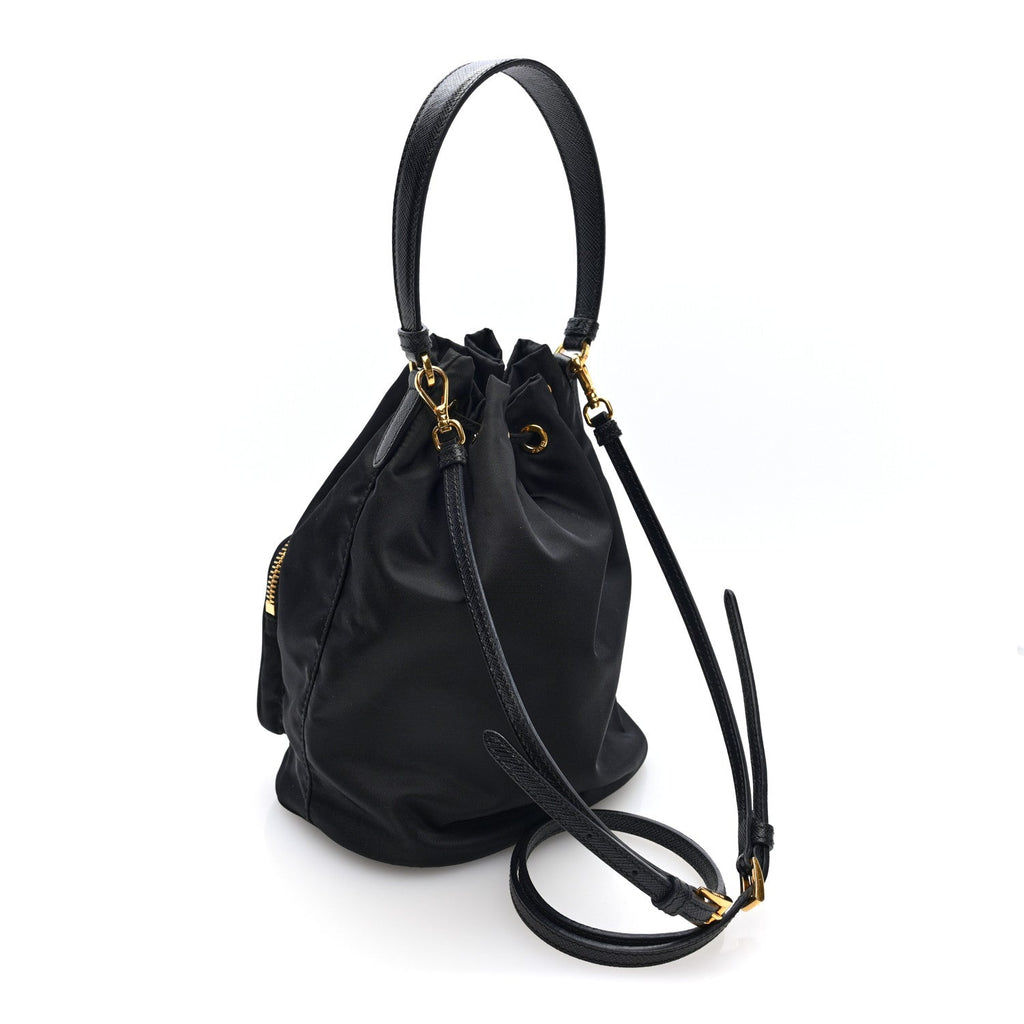 Re-Nylon Duet Drawstring Shoulder Bag Black