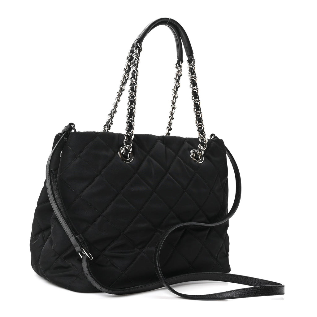 Nylon Tessuto Impuntu Quilted Tote Black